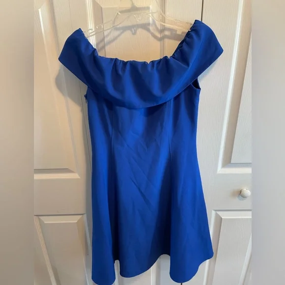 Blue Dress by Gracia size M Medium on or off shoulder with tie stretchy swing - Picture 9 of 11